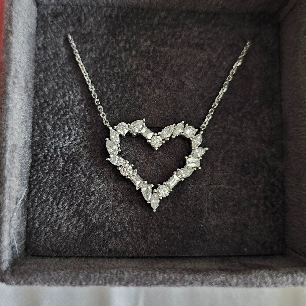 Nicole Rose large mix cut diamond heart necklace